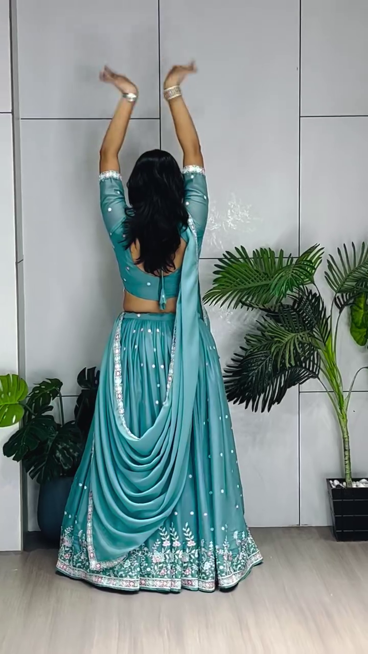 Embroidered Semi Stitched Lehenga Choli - Image 12