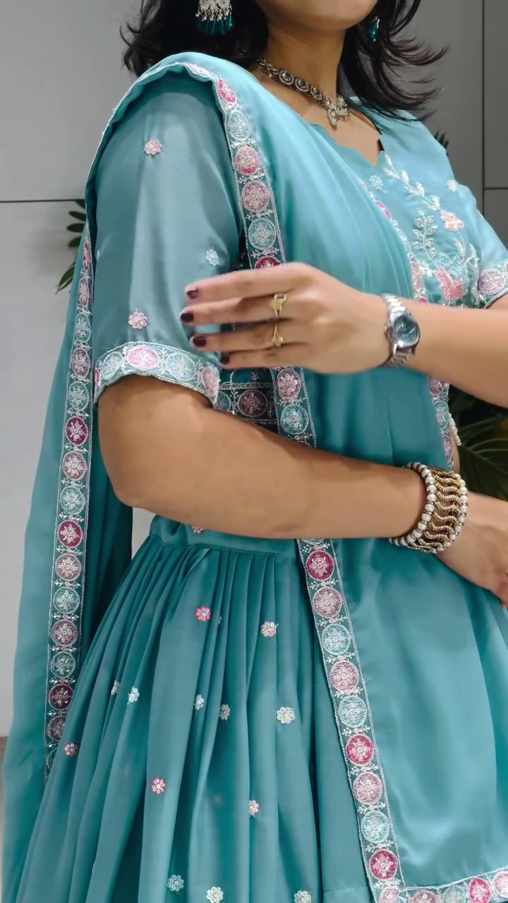 Embroidered Semi Stitched Lehenga Choli - Image 10