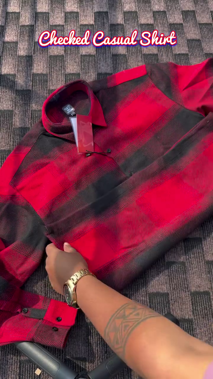 Men Comfort Oversized Fit Buffalo Checked Spread Collar Cotton Casual Shirt - Image 5